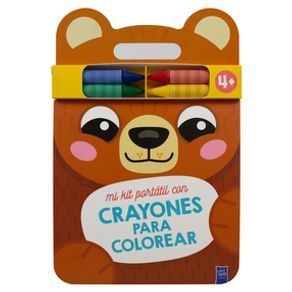 Libro infantil: Mi kit portátil con crayones para colorear: Oso